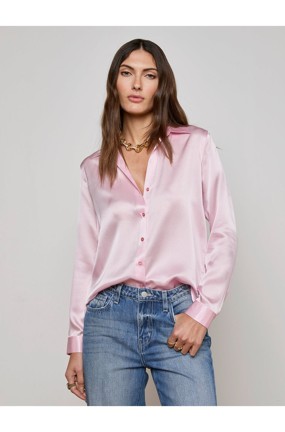 Tyler Long Sleeve Blouse in Blush