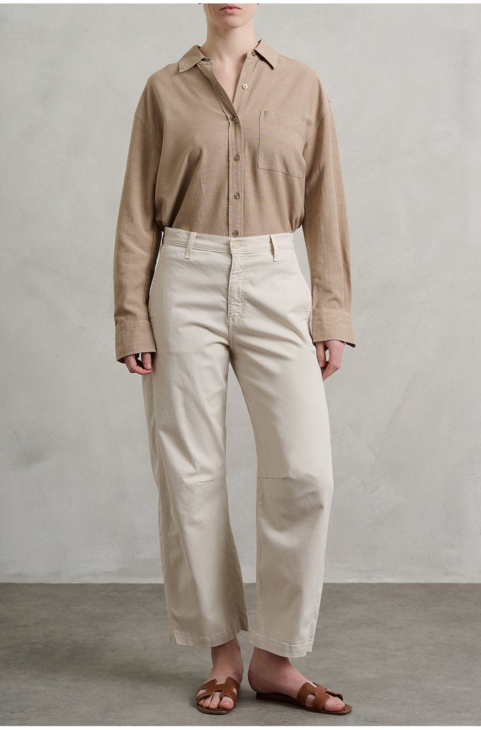 Fiona High Rise Barrel Trouser in Pumice