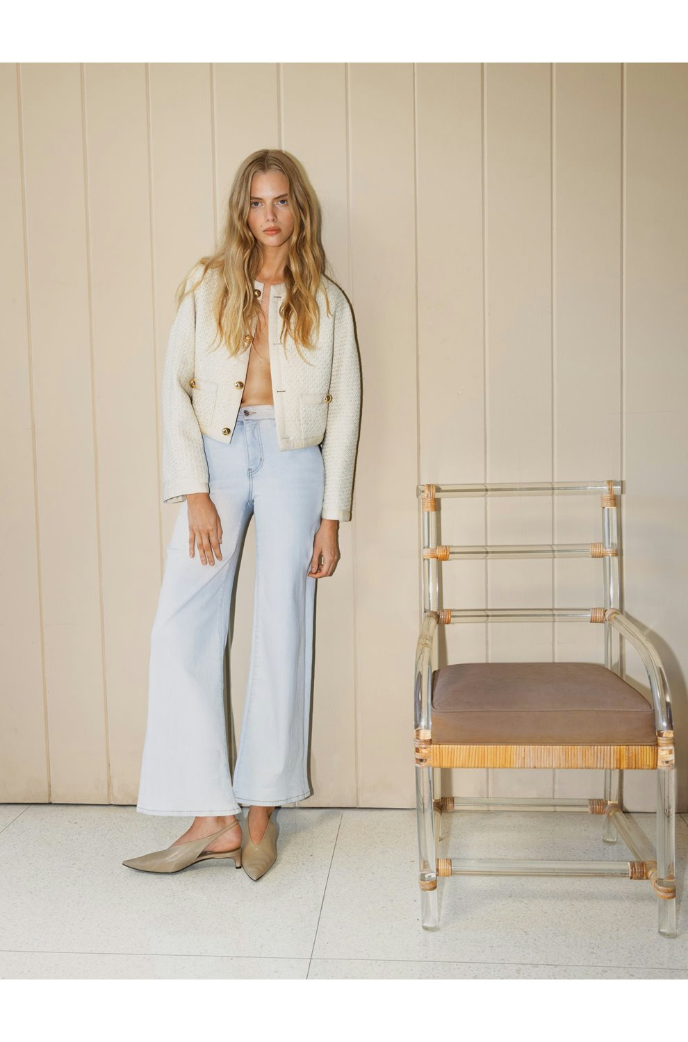 The Trim Jacket in Cream