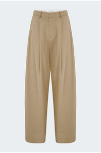 Mid Waist Pleat Front Trouser in Fawn