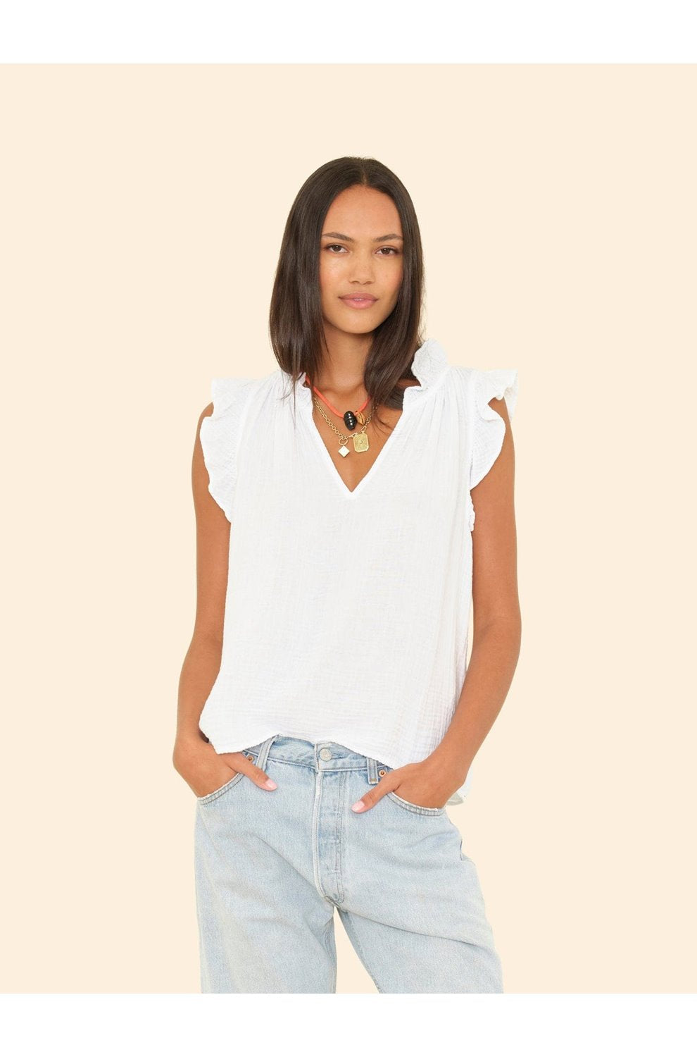 Bex Top in White Chelsea Gauze