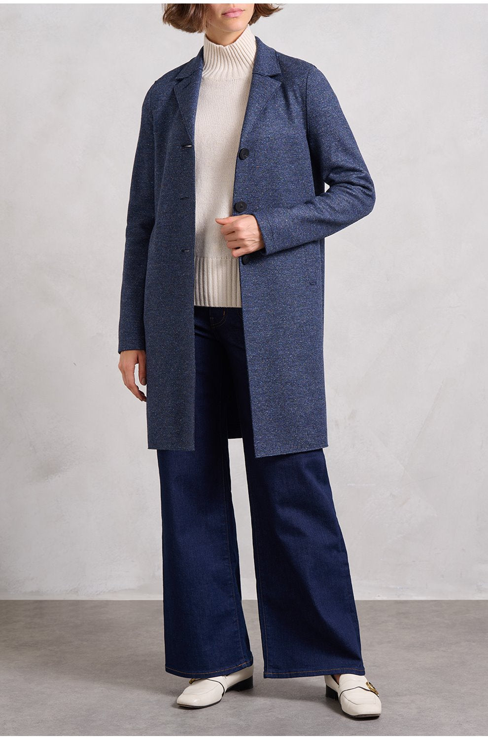 Donegal Boxy Coat in Dark Blue
