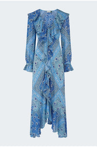 Gracye Midi Dress in Boho Scarf Blue