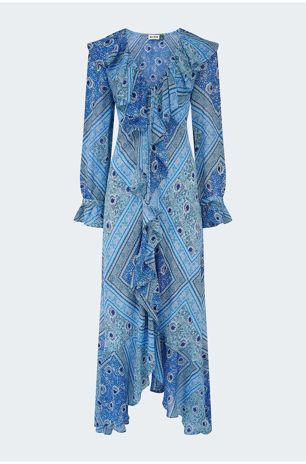 Gracye Midi Dress in Boho Scarf Blue