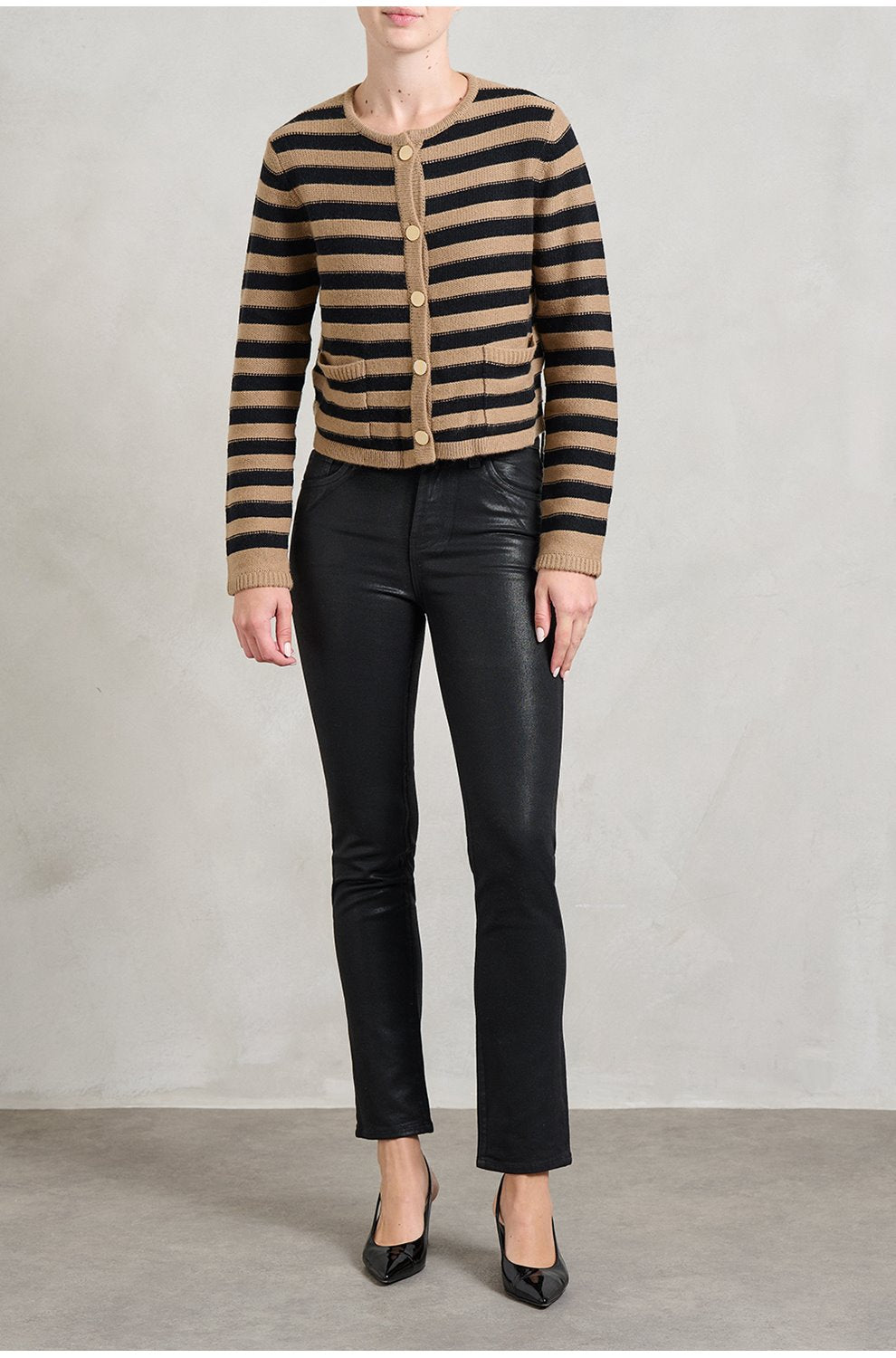 Mari Straight Jean in Super Black Coated