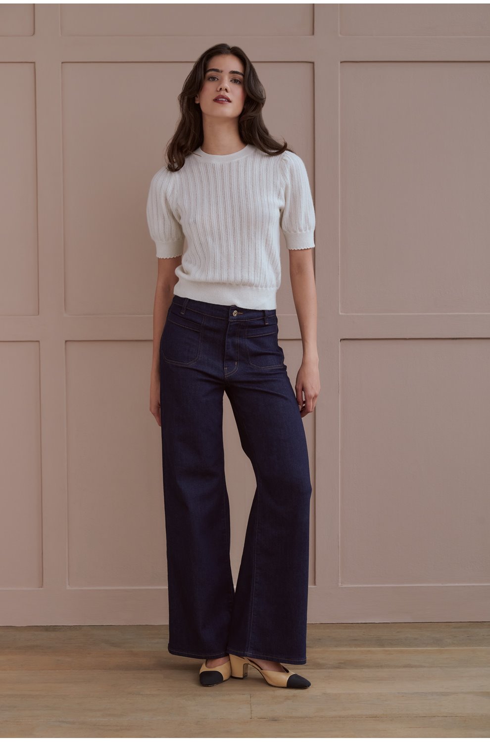 Le Slim Palazzo with Modernist Pockets in Rinse