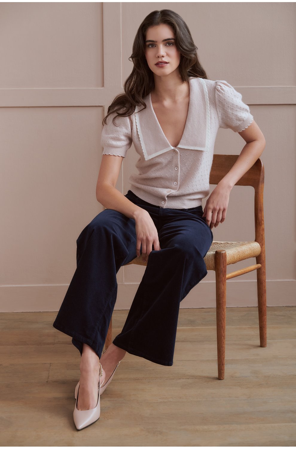 The Cashmere Sailor Sweater In Pink Sand Multi