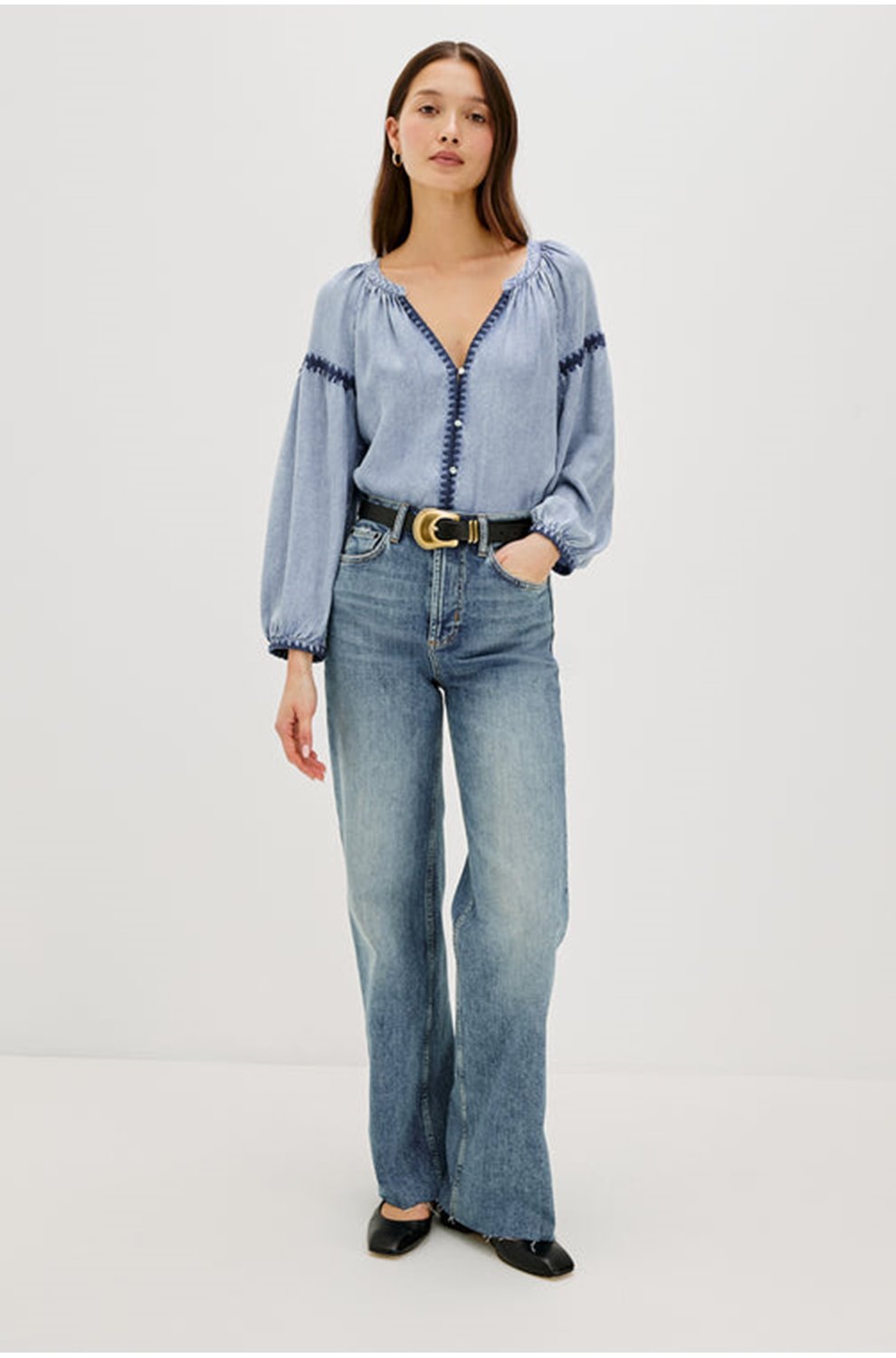 Toshi Top In Medium Cloud Wash