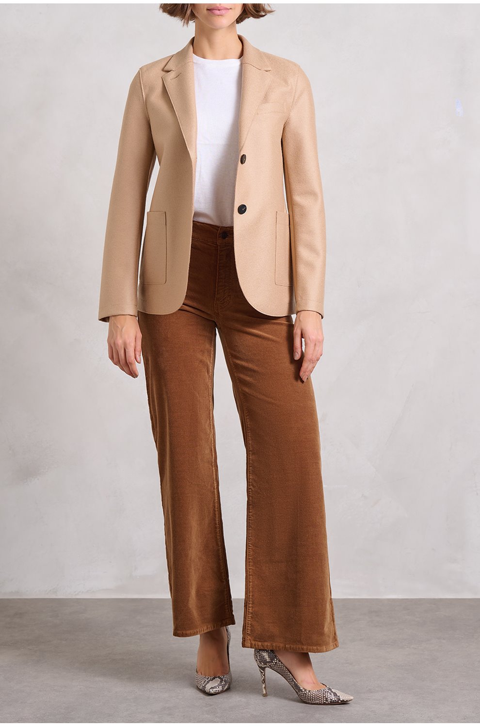 Stand Up Collar Blazer In Beige