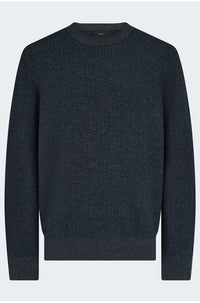 Geo Jacquard Crew Neck Sweater in Coastal Blue Heather Grey