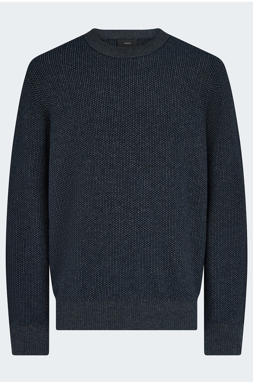 Geo Jacquard Crew Neck Sweater in Coastal Blue Heather Grey