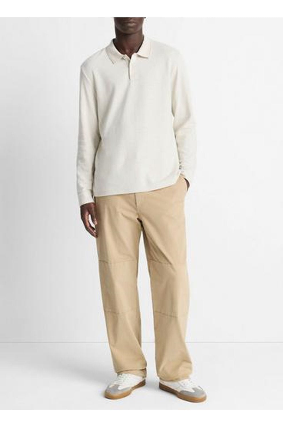 Double Faced Polo in Heather Blanco Terrapin