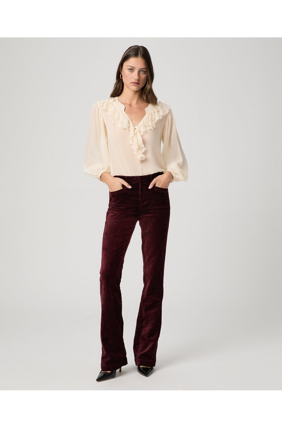 High Rise Laurel Canyon in Dark Oxblood Velvet