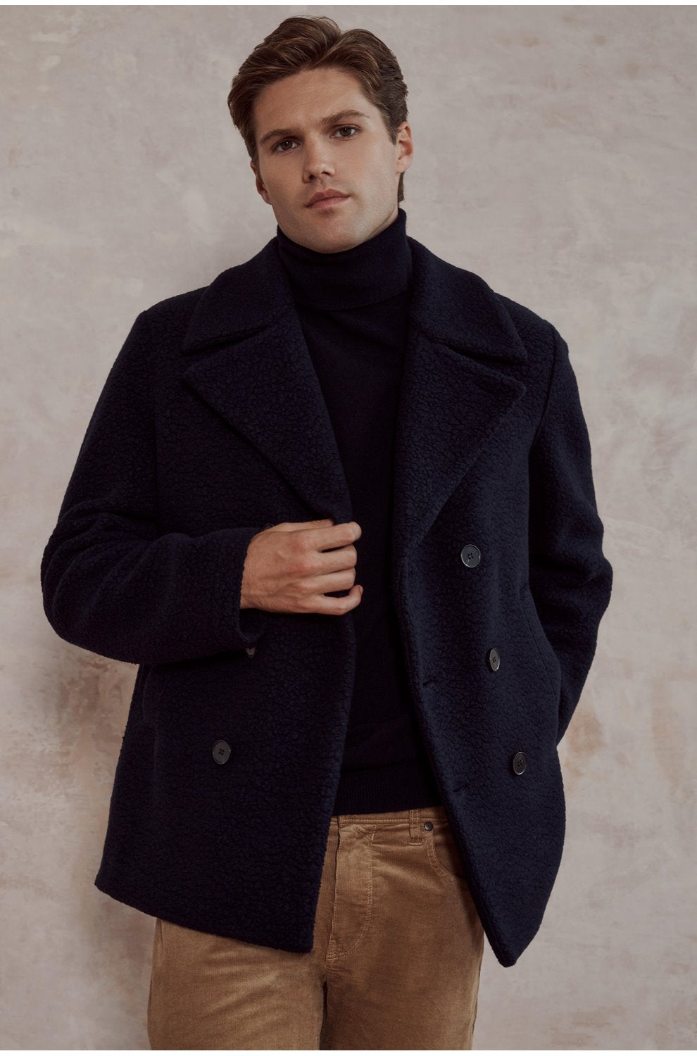 Boucle Peacoat in Navy