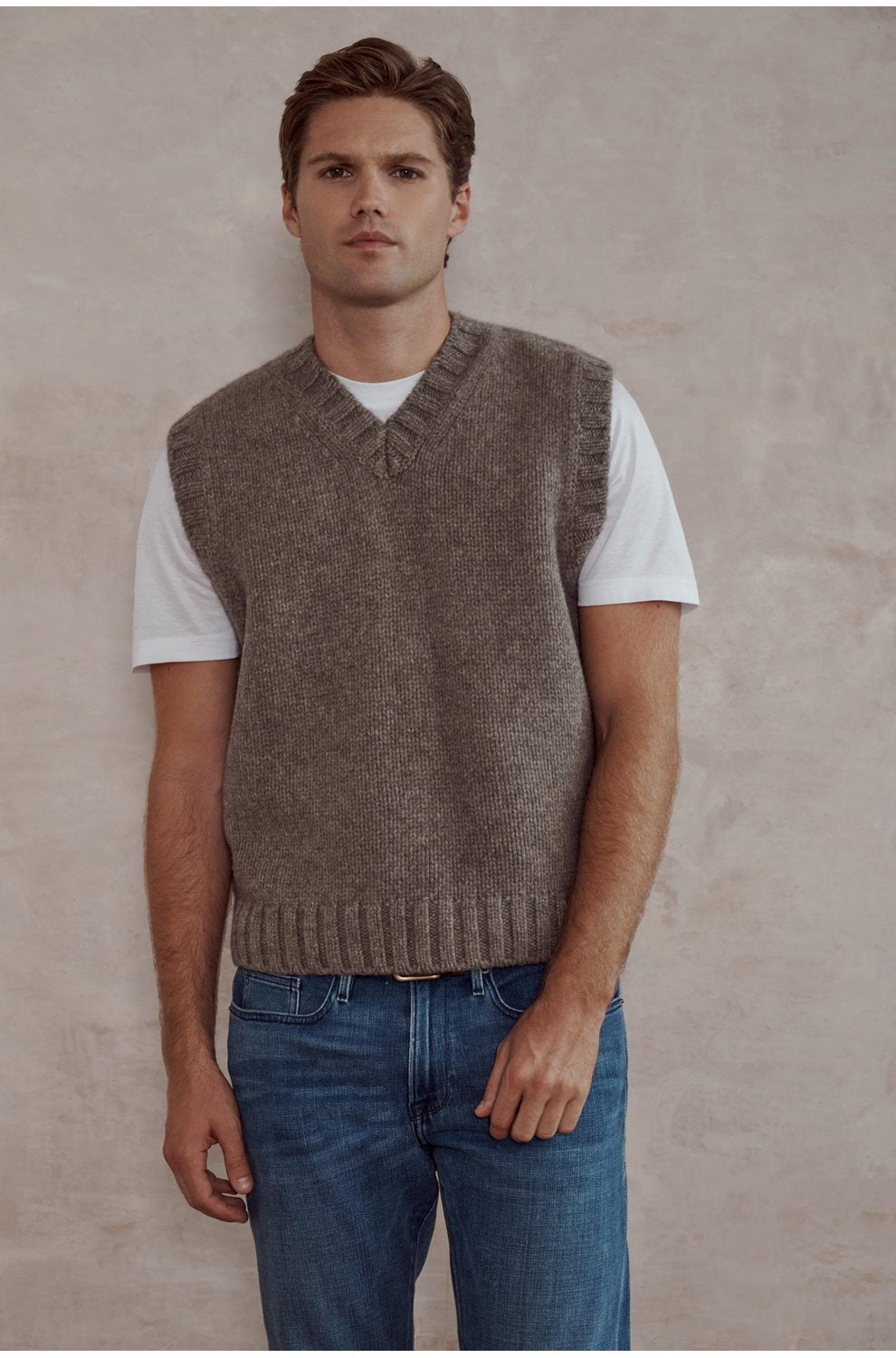 Yak Blend Vest in Dark Taupe