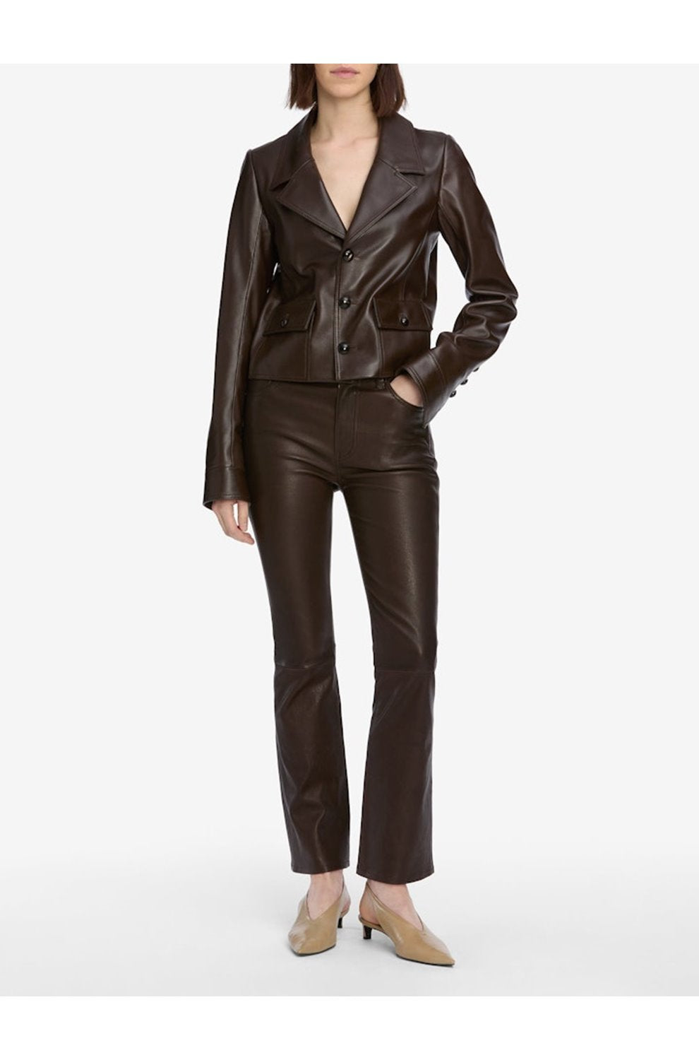 The Reboot Crop in Leather Truffle