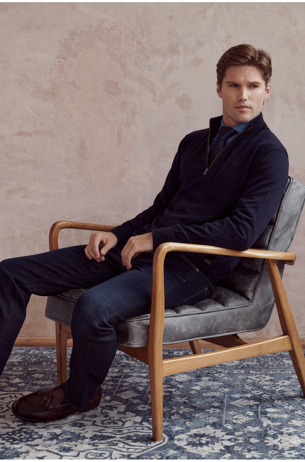 Quarter Zip Knit in Navy Blue