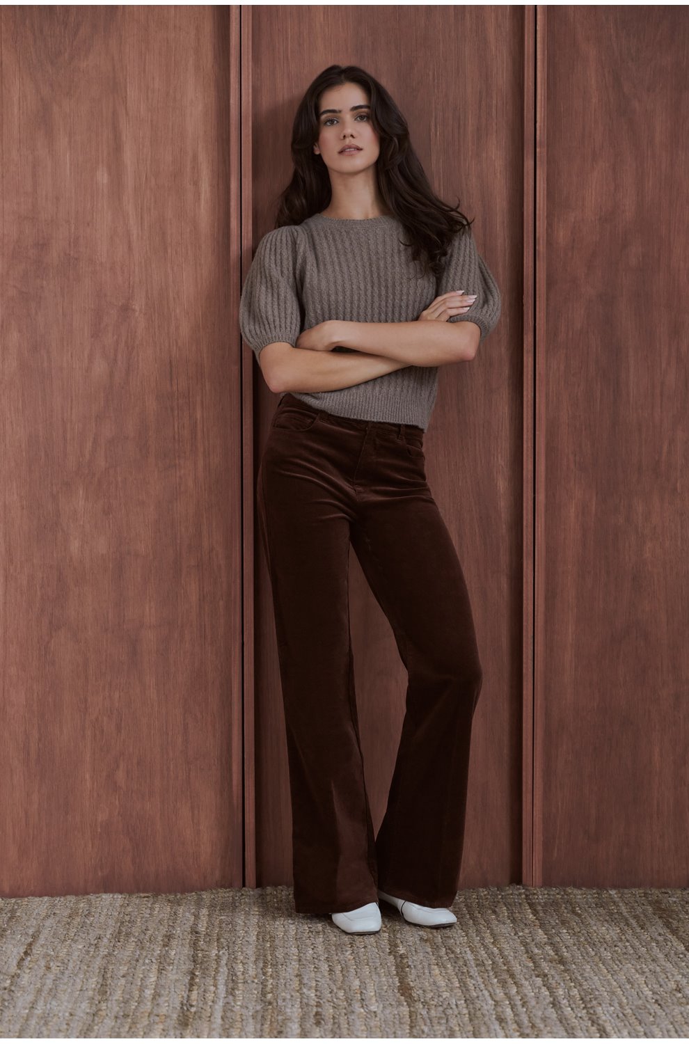 Leenah Wide Jean in Chicory Coffee Cord