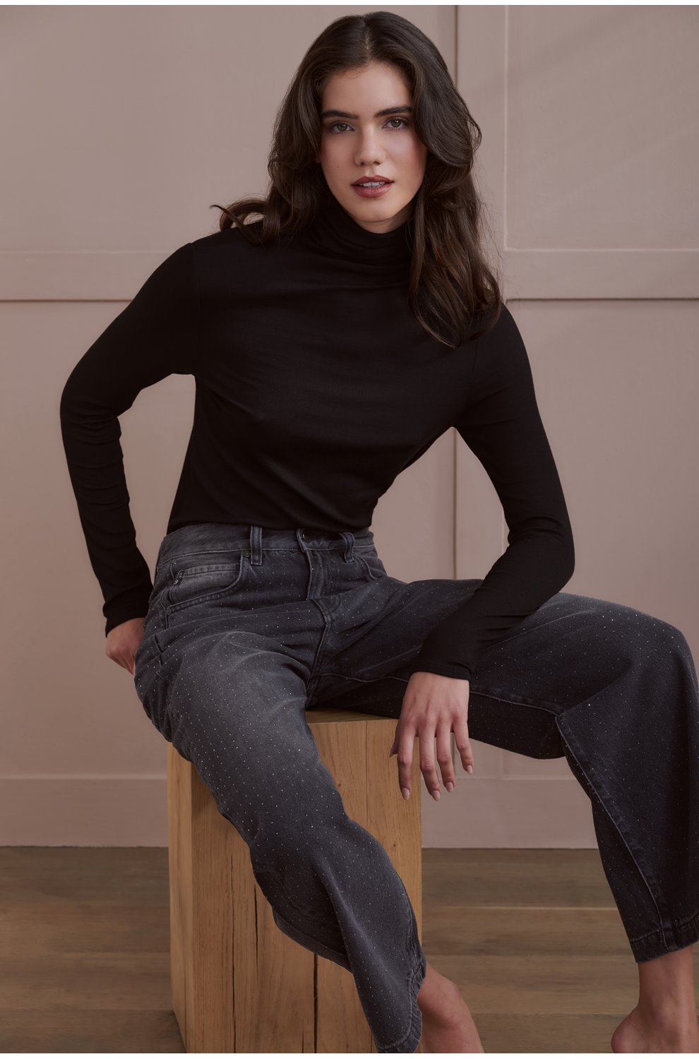 Chels Turtleneck in Super Black