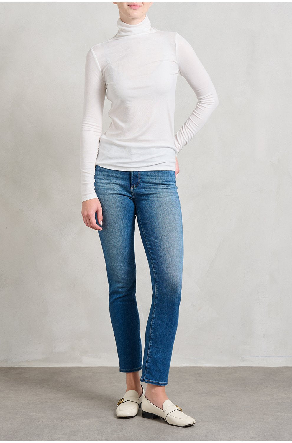 Chels Turtleneck Top in Powder