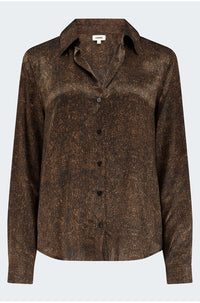 Tyler Blouse in Brown Herringbone