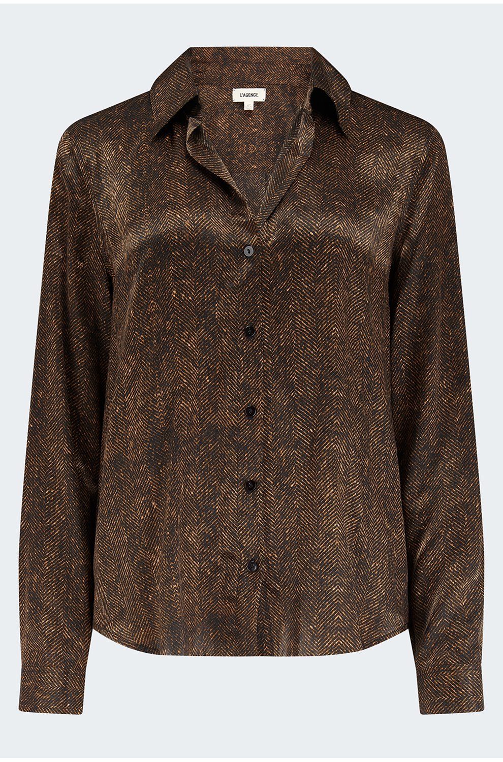 Tyler Blouse in Brown Herringbone