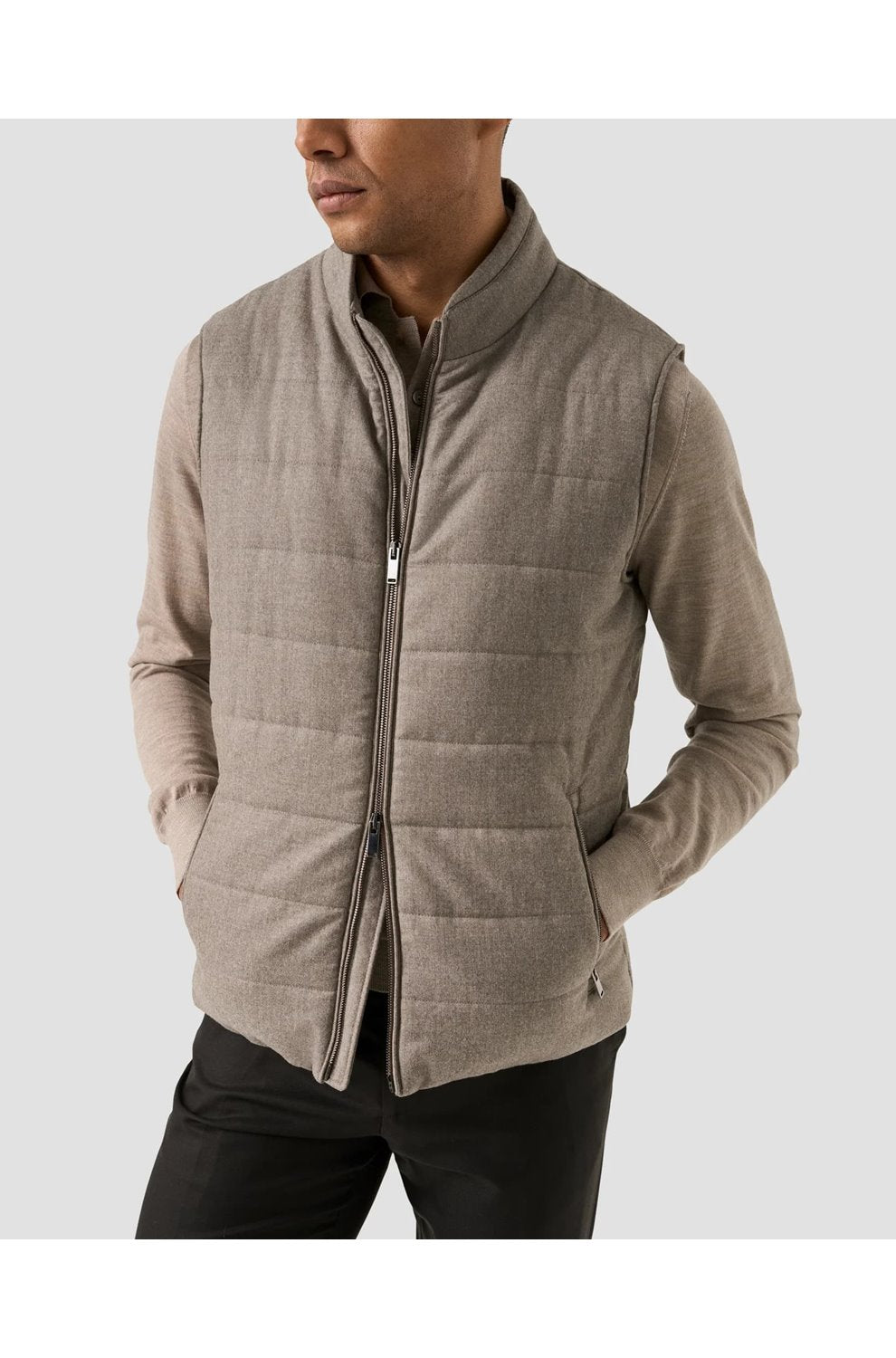 Wool Padded Vest in Beige