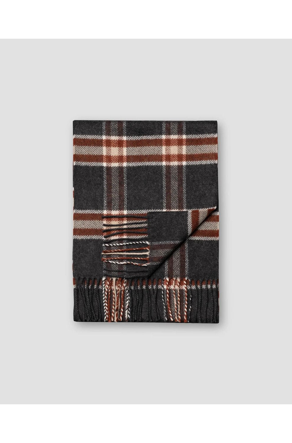 Plaid Merino Scarf in Grey