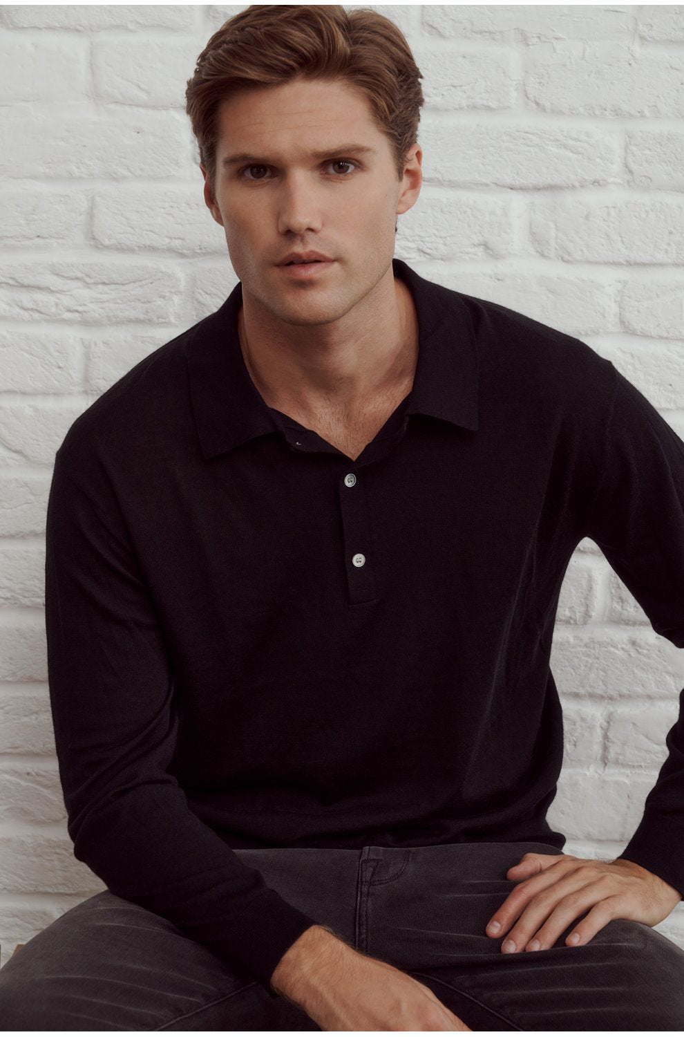 Poloneck Sweater in Black