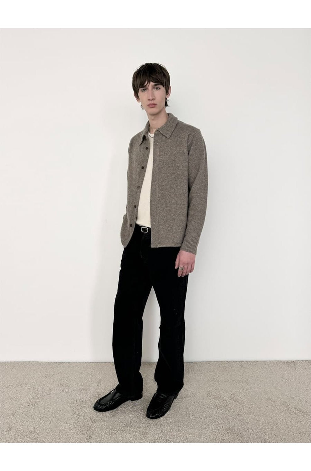 Long Sleeve Shirt Sweater in Dark Taupe