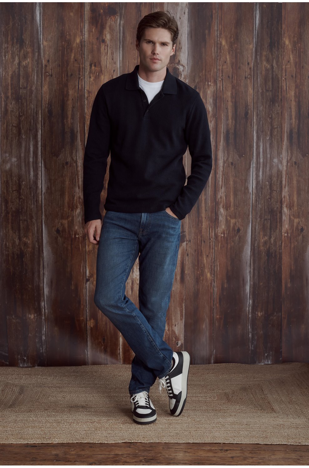 Variegated Texture Polo in Coastal