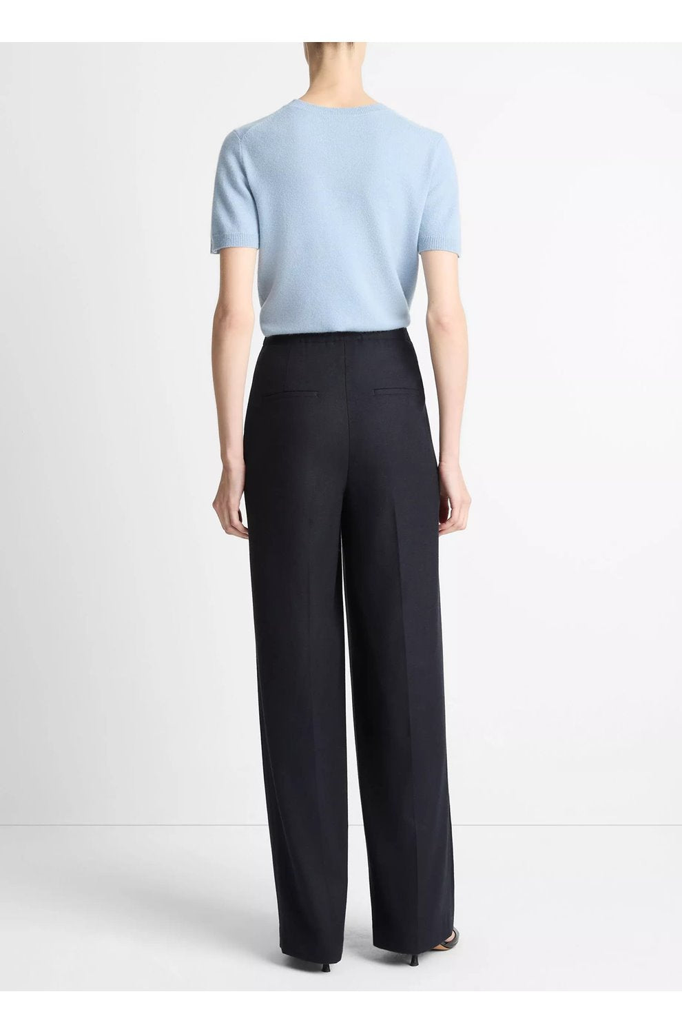 Mid Rise Pleated Wide Leg Trouser In Coastal