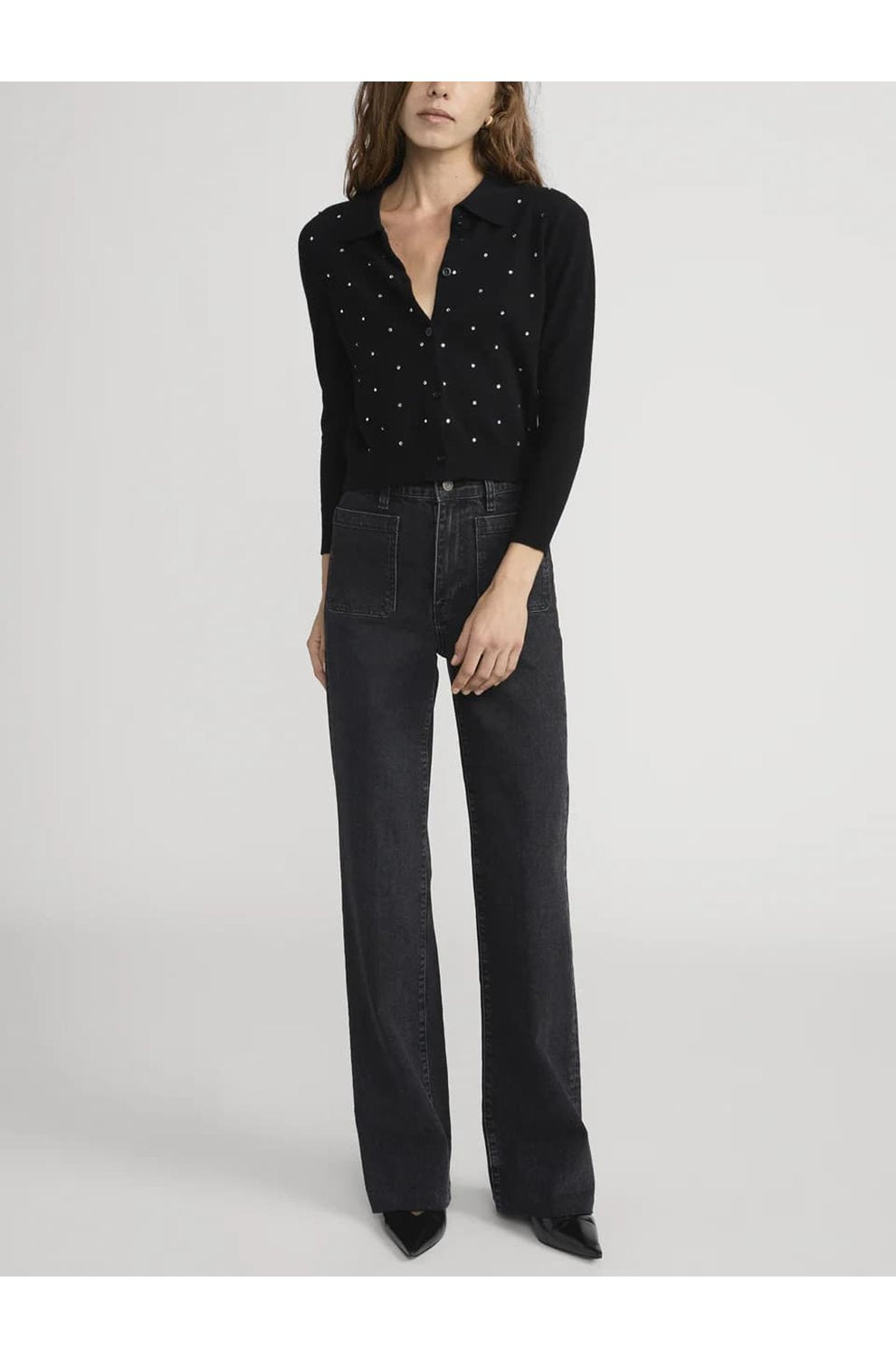 The Rhinestone Cardi In Black