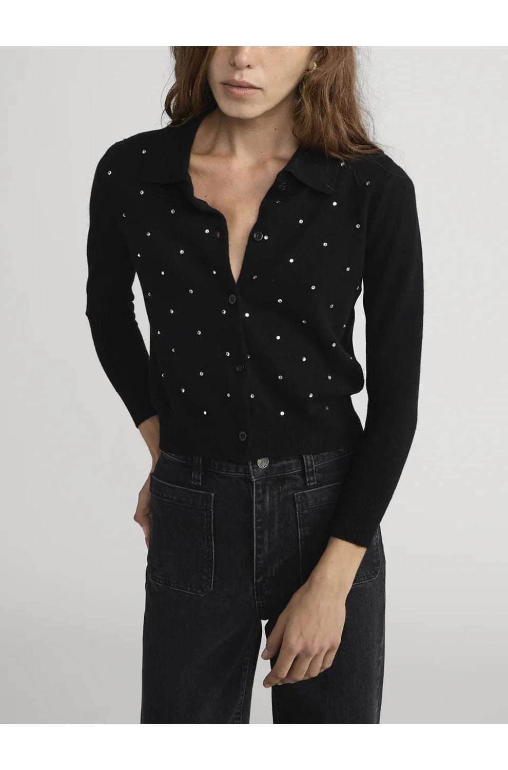 The Rhinestone Cardi In Black