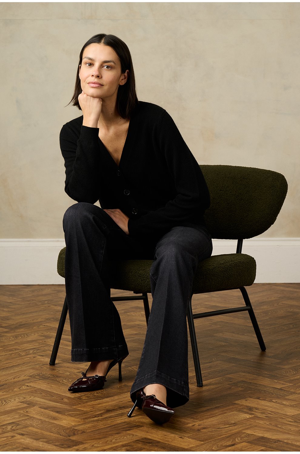 Bow Pocket Cardigan in Black