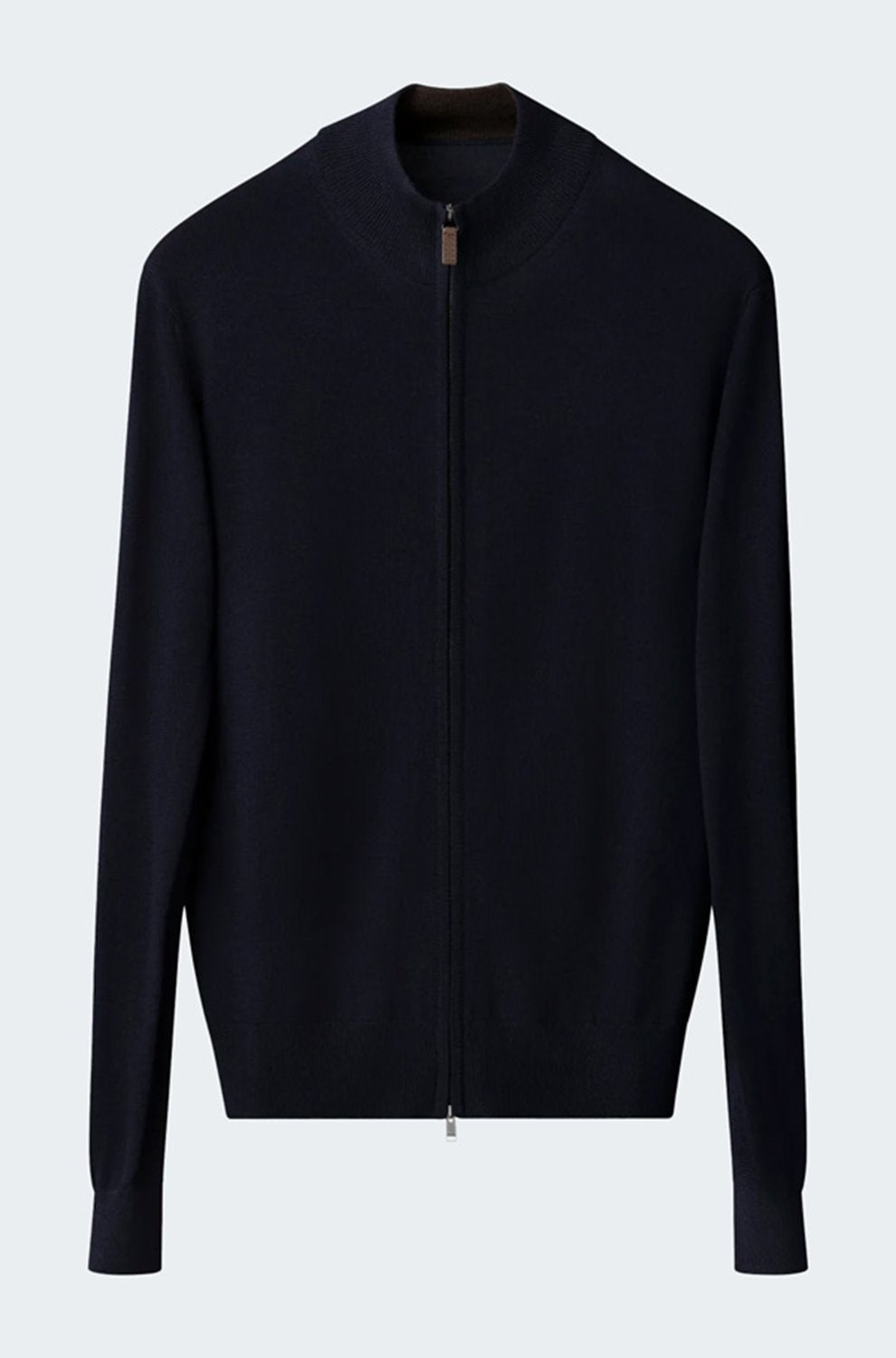 Merino Zip Knit Cardigan in Blue