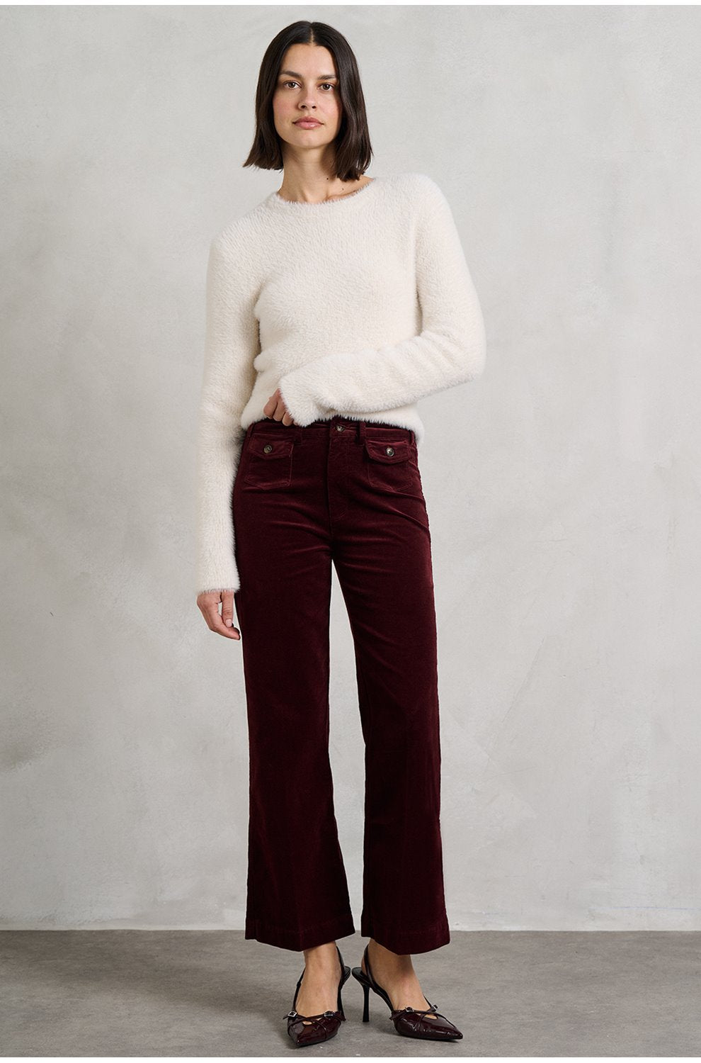 Leenah Ankle Jean in Dark Oxblood Cord