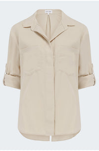 Split Back Button Down Shirt in Moon Stone