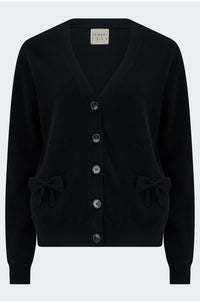 Bow Pocket Cardigan in Black
