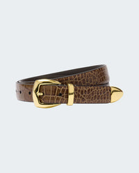 Snake Western Belt in Tan