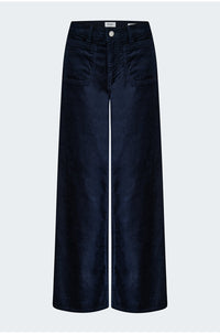 Le Slim Palazzo with Modernist Pockets in Navy Velvet