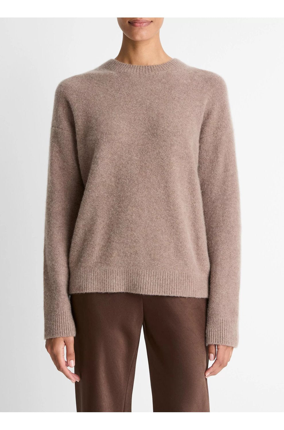 Boiled Cashmere Crew in Heather Doe