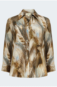 Dani Blouse in Neutral Blue Feather