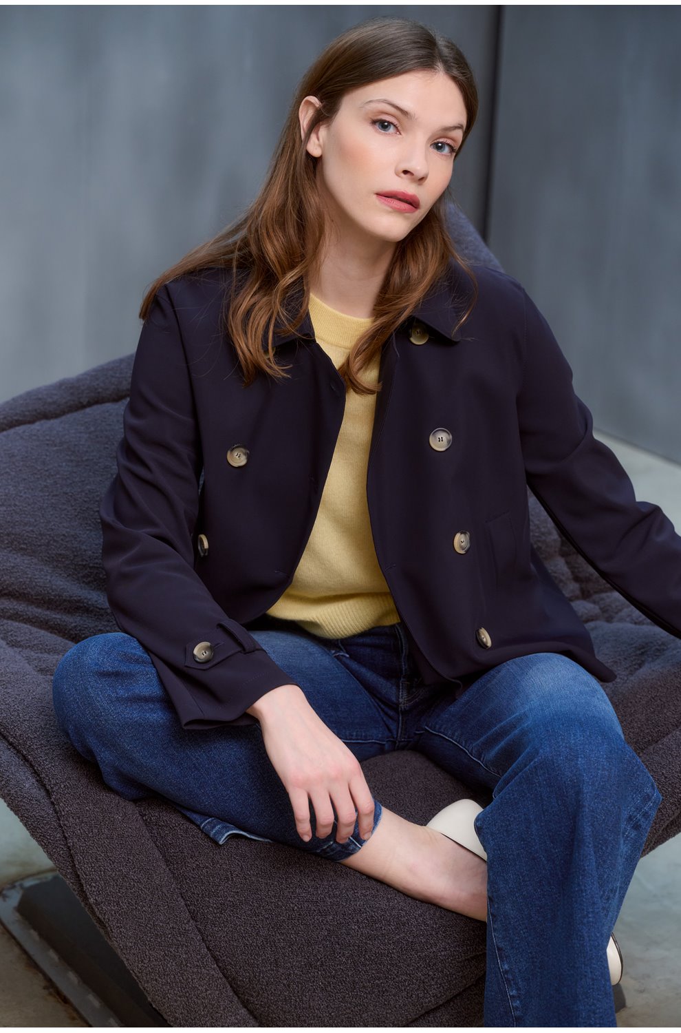 Cropped Trench in Navy