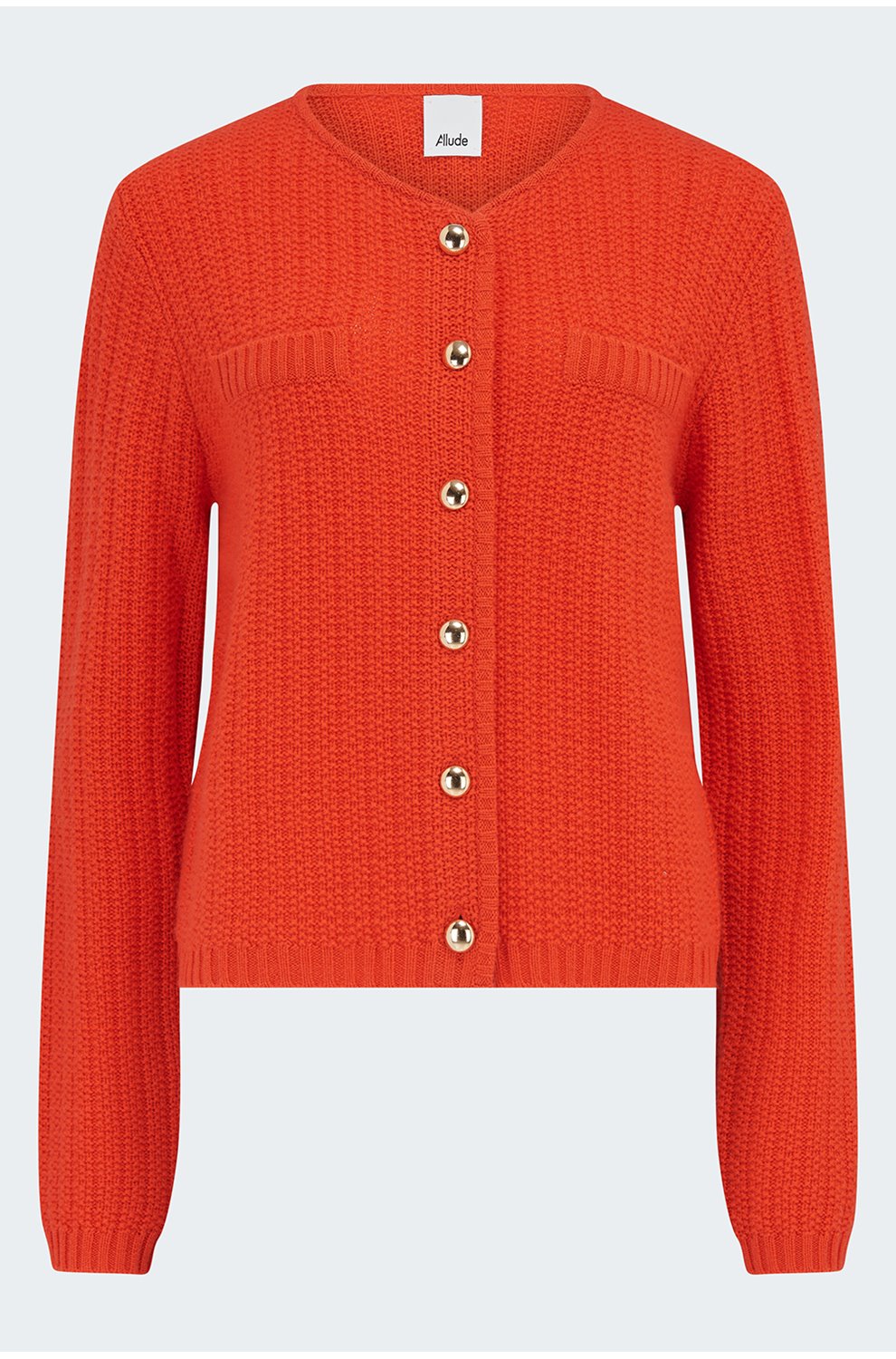 Gold Button Cardigan in Red