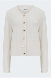 Gold Button Cardigan in White