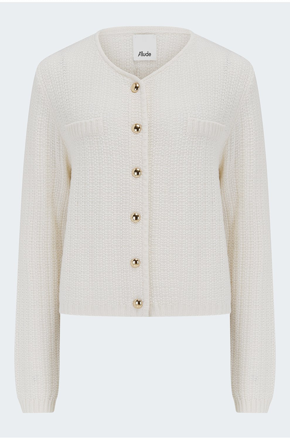 Gold Button Cardigan in White