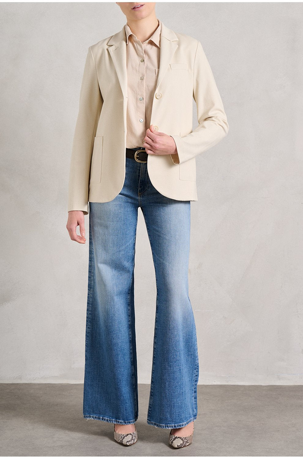 Stand Up Collar Blazer in Ivory
