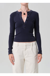 Varra Henley Top in Mineral Navy