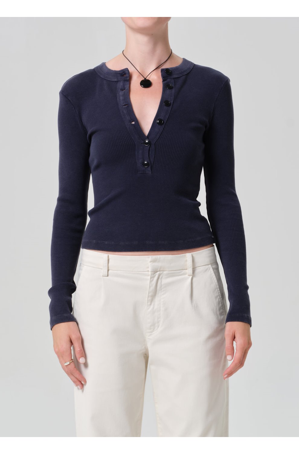 Varra Henley Top in Mineral Navy